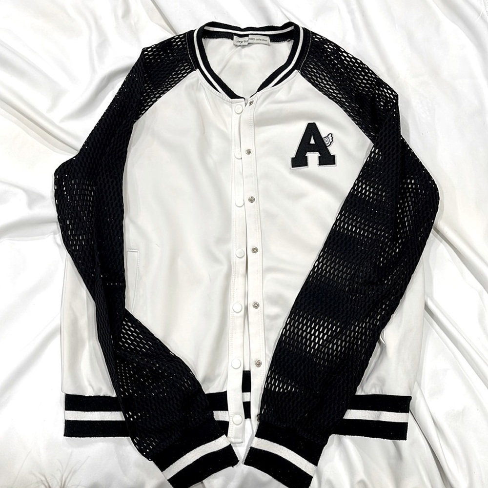 Womens' Sport Varsity Jacket long Sleeve | Color: White, Black | Size: L